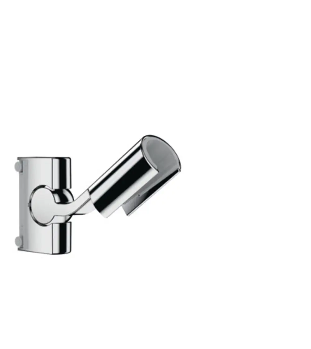 Wandmontierte Chromlampe mit schwenkbarem Lampenkopf von Hansgrohe. Schlichtes Design zur gezielten Beleuchtung in Innenräumen.